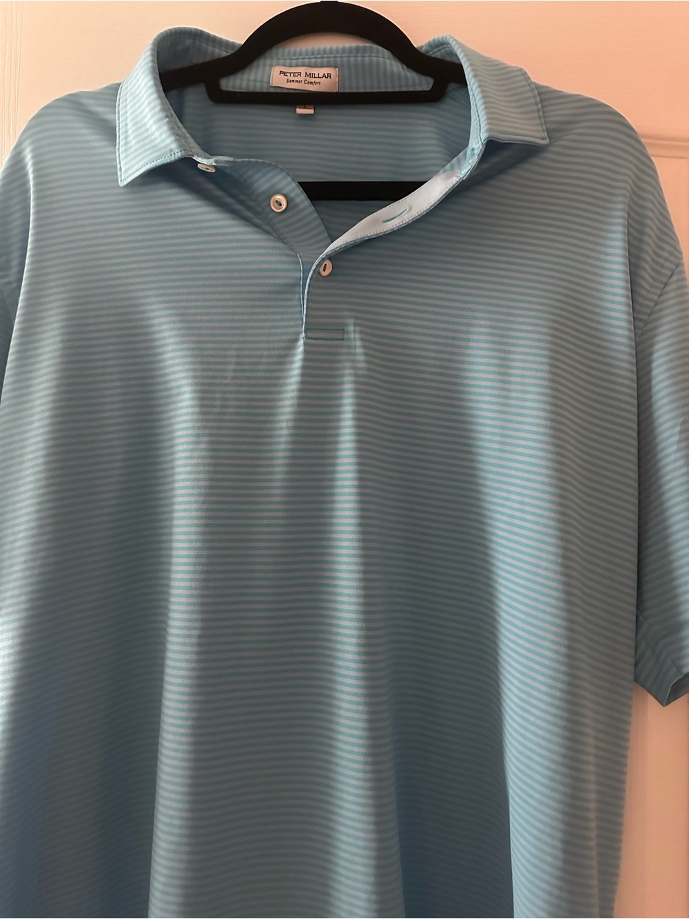Peter Millar Sky Blue Micro-Striped Polo